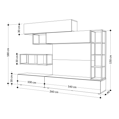 Тумба под ТВ TRONADOR TV UNIT OAK OAK WHITE 260X40X181 СМ. (LEV00493)