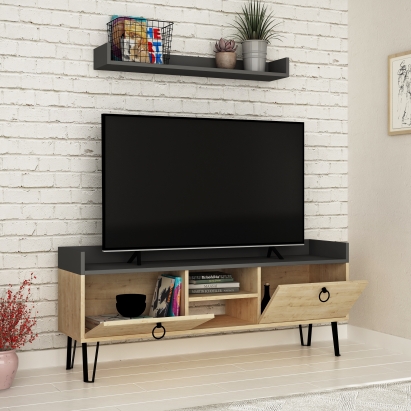 Тумба под ТВ KEDAY TV STAND OAK ANTHRACITE OAK 140X36X57 СМ. (LEV00410)