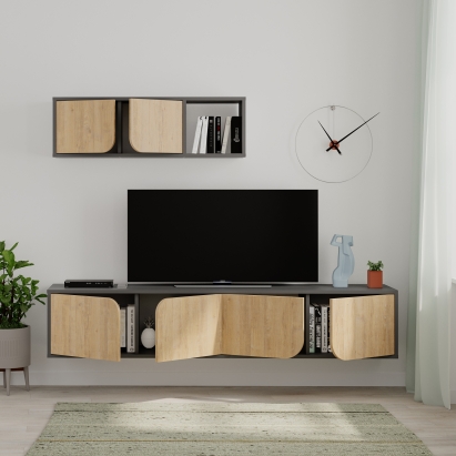 Тумба подвесная SPARK TV UNIT ANTHRACITE ANTHRACITE OAK 180X36X180 СМ. (LEV00486)