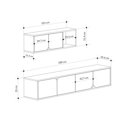 Тумба подвесная SPARK TV UNIT ANTHRACITE ANTHRACITE OAK 180X36X180 СМ. (LEV00486)