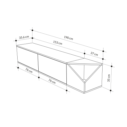 Тумба подвесная AULOS TV STAND WHITE WHITE RETRO GREY 190X36X35 СМ. (LEV00491)