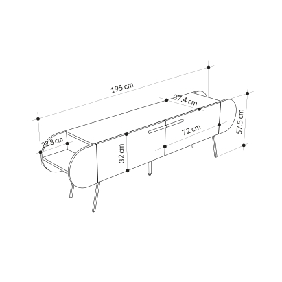 Тумба под ТВ CAPSULE TV STAND RETRO GREY RETRO GREY RETRO GREY 195X37X58 СМ. (LEV00522)