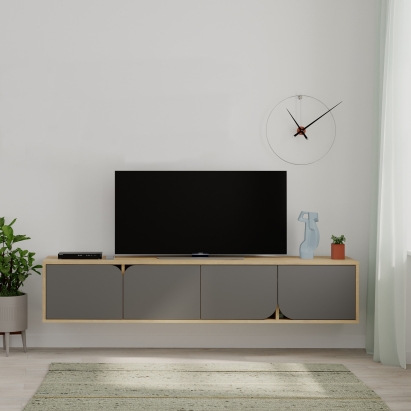 Тумба подвесная SPARK TV STAND OAK OAK ANTHRACITE 180X36X35 СМ. (LEV00539)