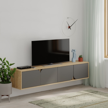 Тумба подвесная SPARK TV STAND OAK OAK ANTHRACITE 180X36X35 СМ. (LEV00539)