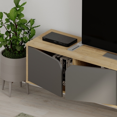 Тумба подвесная SPARK TV STAND OAK OAK ANTHRACITE 180X36X35 СМ. (LEV00539)