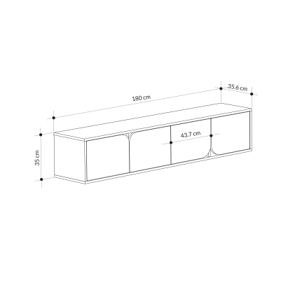 Тумба подвесная SPARK TV STAND OAK OAK ANTHRACITE 180X36X35 СМ. (LEV00539)