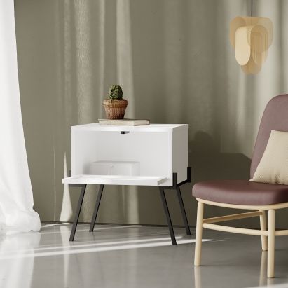 Тумба прикроватная NAIVE NIGHTSTAND WHITE WHITE WHITE 48X34X51 СМ. (LEV00345)