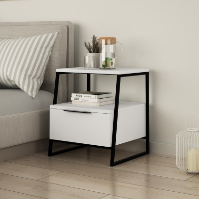 Тумба прикроватная PAL NIGHTSTAND WITH DRAWER WHITE WHITE WHITE 45X41X50 СМ. (LEV00363)