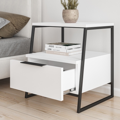 Тумба прикроватная PAL NIGHTSTAND WITH DRAWER WHITE WHITE WHITE 45X41X50 СМ. (LEV00363)