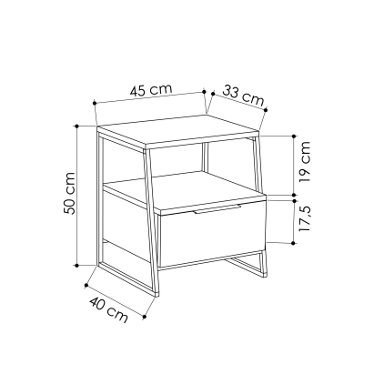 Тумба прикроватная PAL NIGHTSTAND WITH DRAWER WHITE WHITE WHITE 45X41X50 СМ. (LEV00363)