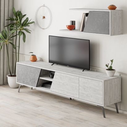 Тумба под ТВ FIONA TV UNIT ANCIENT WHITE ANCIENT WHITE RETRO GREY 180X36X48 СМ. (LEV00564)