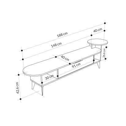 Тумба под ТВ ADA TV STAND WHITE LIGHT MOCHA WHITE 188X40X43 СМ. (LEV00512)