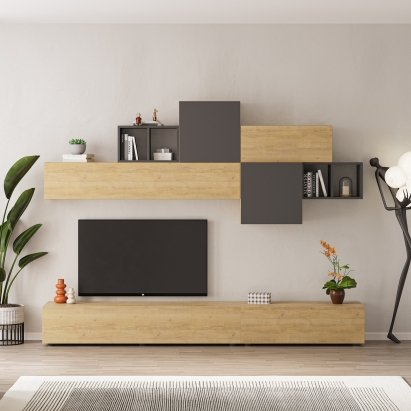 Тумба под ТВ TROMEN TV UNIT OAK OAK ANTHRACITE 260X40X181 СМ. (LEV00569)