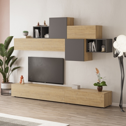 Тумба под ТВ TROMEN TV UNIT OAK OAK ANTHRACITE 260X40X181 СМ. (LEV00569)