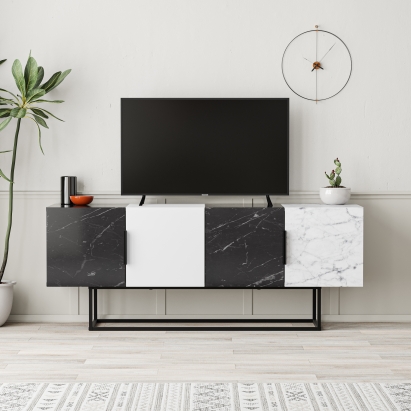 Тумба под ТВ TONTINI TV STAND BENDIR WHITE CARRARA 140X38X55 СМ. (LEV00463)