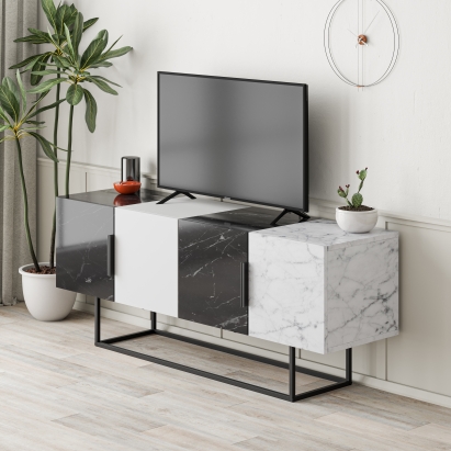 Тумба под ТВ TONTINI TV STAND BENDIR WHITE CARRARA 140X38X55 СМ. (LEV00463)