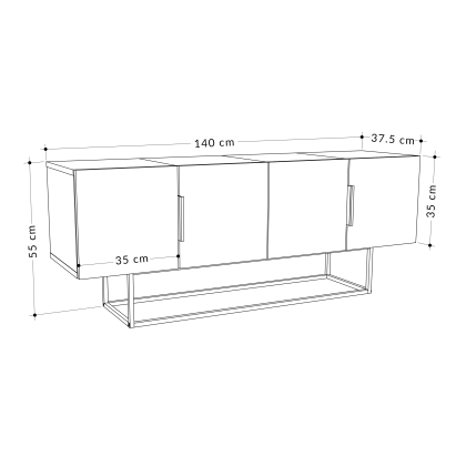 Тумба под ТВ TONTINI TV STAND BENDIR WHITE CARRARA 140X38X55 СМ. (LEV00463)