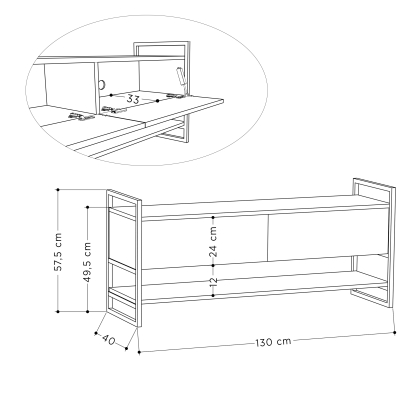 Тумба под ТВ METOLA TV STAND ANTHRACITE ANTHRACITE ANTHRACITE 130X40X58 СМ. (LEV00385)