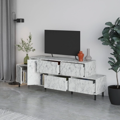 Тумба под ТВ HERMES TV STAND CARRARA CARRARA CARRARA 171X36X59 СМ. (LEV00529)