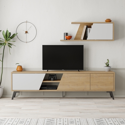 Тумба под ТВ FIONA TV UNIT OAK OAK WHITE 180X36X48 СМ. (LEV00568)