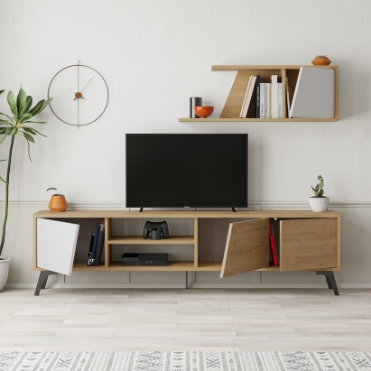 Тумба под ТВ FIONA TV UNIT OAK OAK WHITE 180X36X48 СМ. (LEV00568)