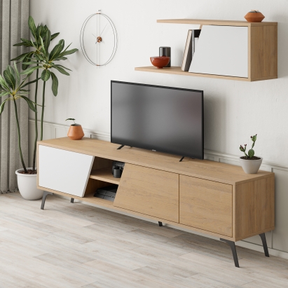 Тумба под ТВ FIONA TV UNIT OAK OAK WHITE 180X36X48 СМ. (LEV00568)