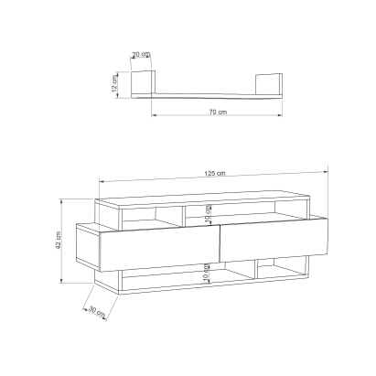 Тумба под ТВ RELA TV STAND LIGHT MOCHA ANTHRACITE LIGHT MOCHA 125X32X42 СМ. (LEV00399)