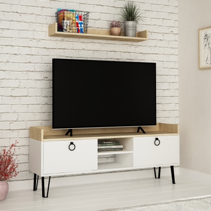 Тумба под ТВ KEDAY TV STAND WHITE OAK WHITE 140X36X57 СМ. (LEV00404)