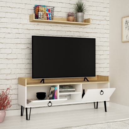 Тумба под ТВ KEDAY TV STAND WHITE OAK WHITE 140X36X57 СМ. (LEV00404)