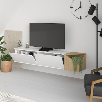 Тумба подвесная AULOS TV STAND WHITE WHITE OAK 190X36X35 СМ. (LEV00492)