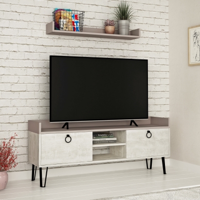 Тумба под ТВ KEDAY TV STAND ANCIENT WHITE LIGHT MOCHA ANCIENT WHITE 140X36X57 СМ. (LEV00409)