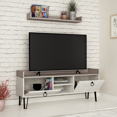 Тумба под ТВ KEDAY TV STAND ANCIENT WHITE LIGHT MOCHA ANCIENT WHITE 140X36X57 СМ. (LEV00409)