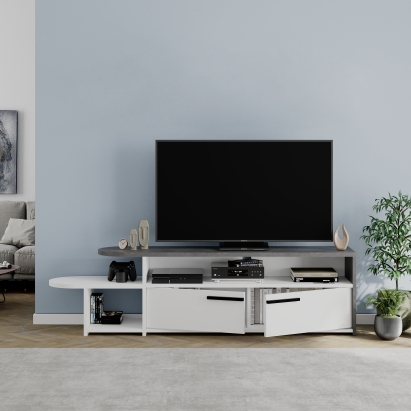 Тумба под ТВ LYRA TV STAND WHITE RETRO GREY WHITE 167X33X45 СМ. (LEV00560)