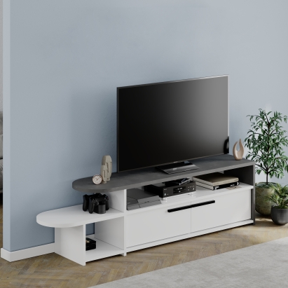 Тумба под ТВ LYRA TV STAND WHITE RETRO GREY WHITE 167X33X45 СМ. (LEV00560)