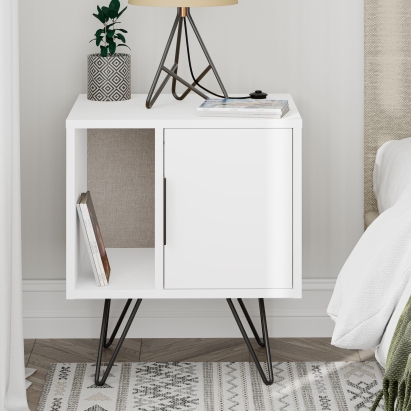 Тумба прикроватная GLYNN BEDSIDE TABLE WHITE WHITE WHITE 50X45X58 СМ. (LEV00298)