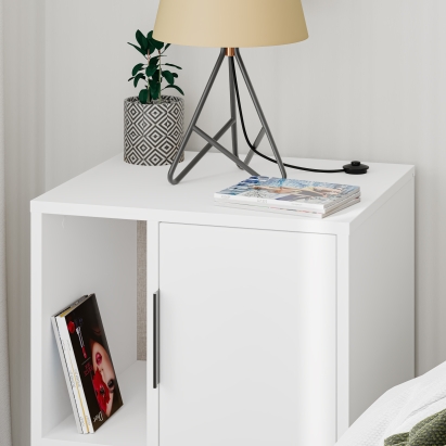 Тумба прикроватная GLYNN BEDSIDE TABLE WHITE WHITE WHITE 50X45X58 СМ. (LEV00298)