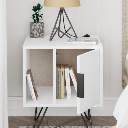 Тумба прикроватная GLYNN BEDSIDE TABLE WHITE WHITE WHITE 50X45X58 СМ. (LEV00298)