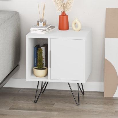 Тумба прикроватная GLYNN BEDSIDE TABLE WHITE WHITE WHITE 50X45X58 СМ. (LEV00298)