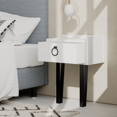 Тумба прикроватная SPONGE NIGHTSTAND WHITE WHITE WHITE 40X24X54 СМ. (LEV00350)