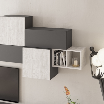 Тумба под ТВ TROMEN TV UNIT ANTHRACITE ANTHRACITE ANCIENT WHITE 260X40X181 СМ. (LEV00570)