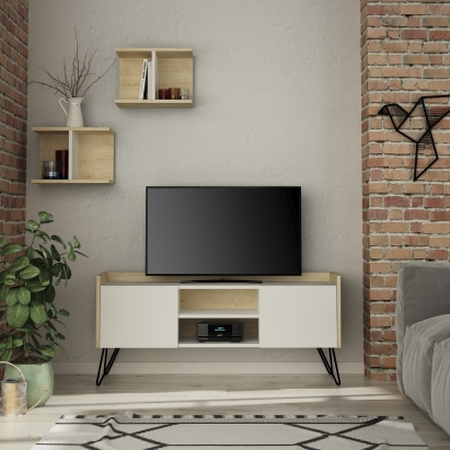 Тумба под ТВ KLAPPE TV STAND OAK WHITE WHITE 126X34X56 СМ. (LEV00440)