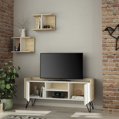 Тумба под ТВ KLAPPE TV STAND OAK WHITE WHITE 126X34X56 СМ. (LEV00440)