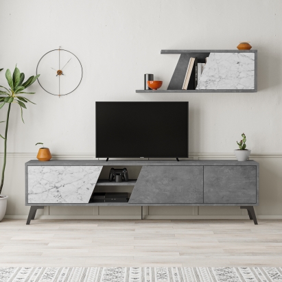 Тумба под ТВ FIONA TV UNIT RETRO GREY RETRO GREY CARRARA 180X36X48 СМ. (LEV00566)