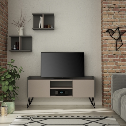 Тумба под ТВ KLAPPE TV STAND ANTHRACITE LIGHT MOCHA LIGHT MOCHA 126X34X56 СМ. (LEV00441)