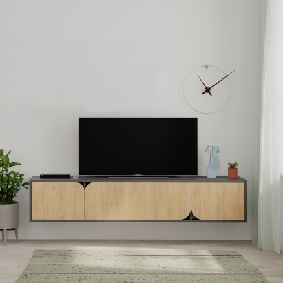 Тумба подвесная SPARK TV STAND ANTHRACITE ANTHRACITE OAK 180X36X35 СМ. (LEV00541)