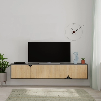Тумба подвесная SPARK TV STAND ANTHRACITE ANTHRACITE OAK 180X36X35 СМ. (LEV00541)