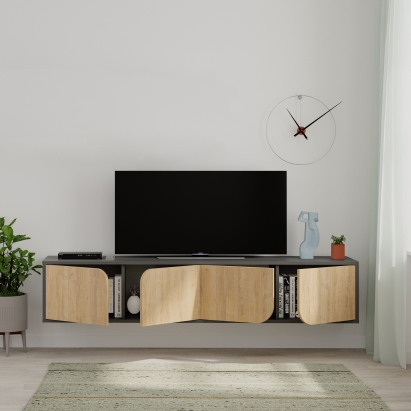 Тумба подвесная SPARK TV STAND ANTHRACITE ANTHRACITE OAK 180X36X35 СМ. (LEV00541)