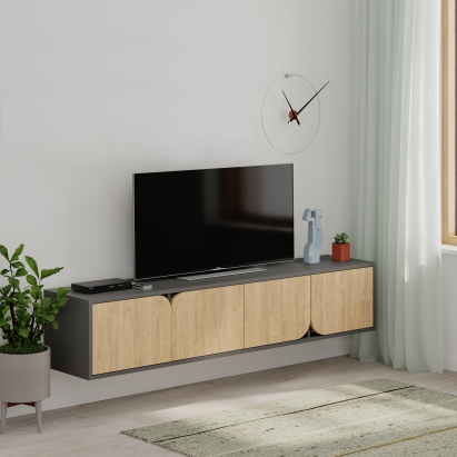 Тумба подвесная SPARK TV STAND ANTHRACITE ANTHRACITE OAK 180X36X35 СМ. (LEV00541)