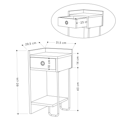 Тумба прикроватная SIRIUS NIGHTSTAND LEFT MODULE DARK COFFEE DARK COFFEE DARK COFFEE 32X30X61 СМ. (L