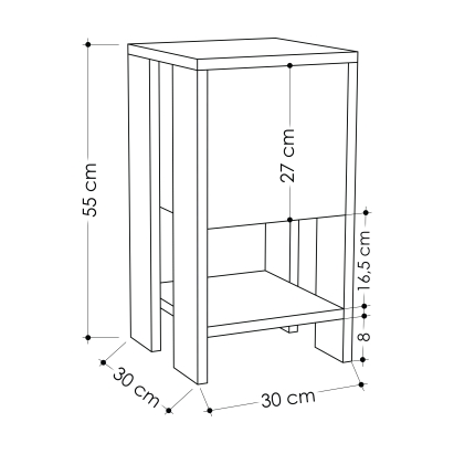 Тумба прикроватная EMA NIGHTSTAND WHITE WHITE WHITE 30X30X55 СМ. (LEV00317)